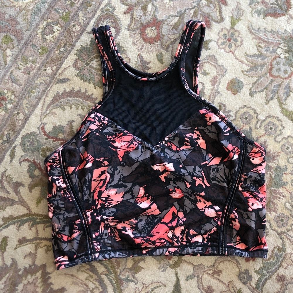 Lululemon black and coral sports bra